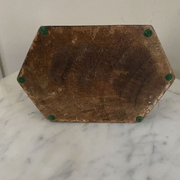 RARE VINTAGE HANDMADE BRASS IRON FITTED SOLID WOODEN CASH JEWELRY BOX Bedside - Picture 3 of 6